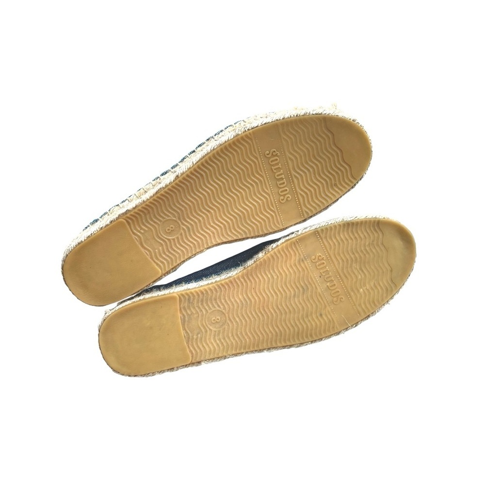 Soludos Espadrille Slip On Shoes, Denim Blue with Red & White Accents, US Size 8 - Picture 7 of 9